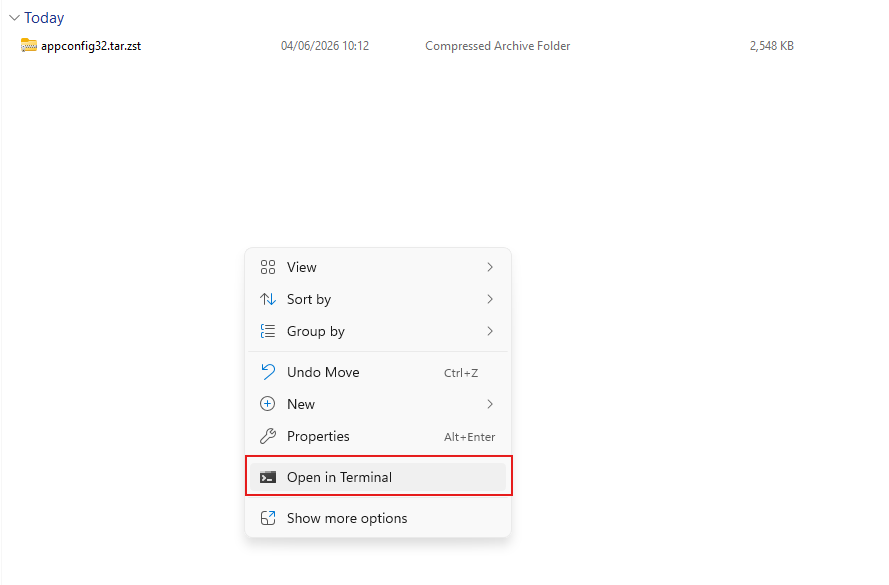 Visual of the download folder