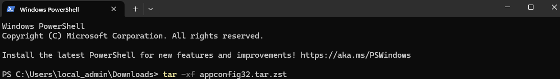 Visual of the terminal command